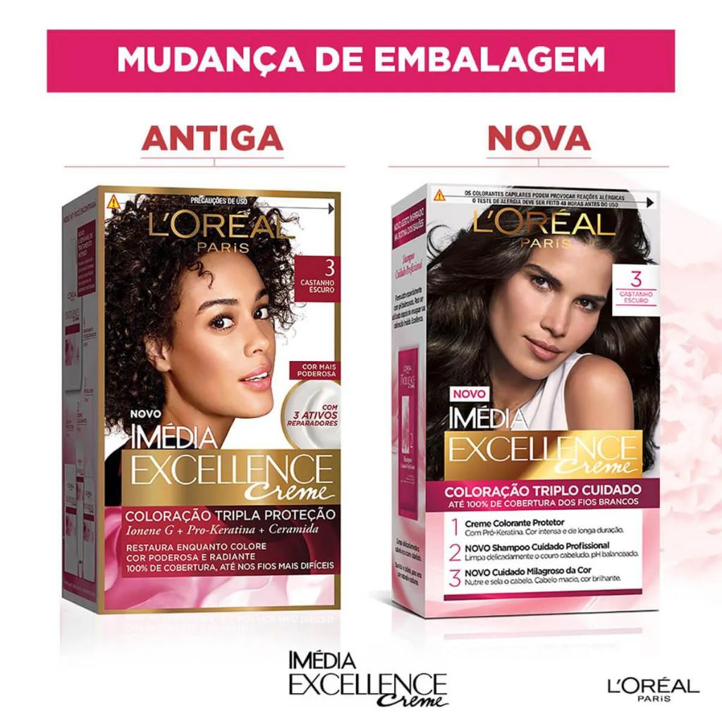 Tinta De Cabelo Imédia Tintura Excellence 3 Castanho Escuro