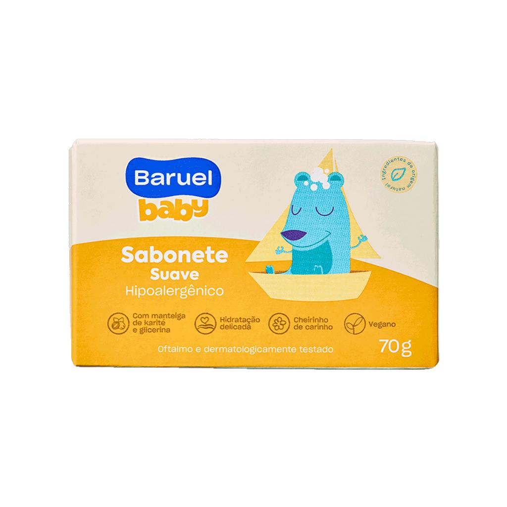 Kit 6un Sabonetes Em Barra Infantil Baruel Baby Suave Com 70g