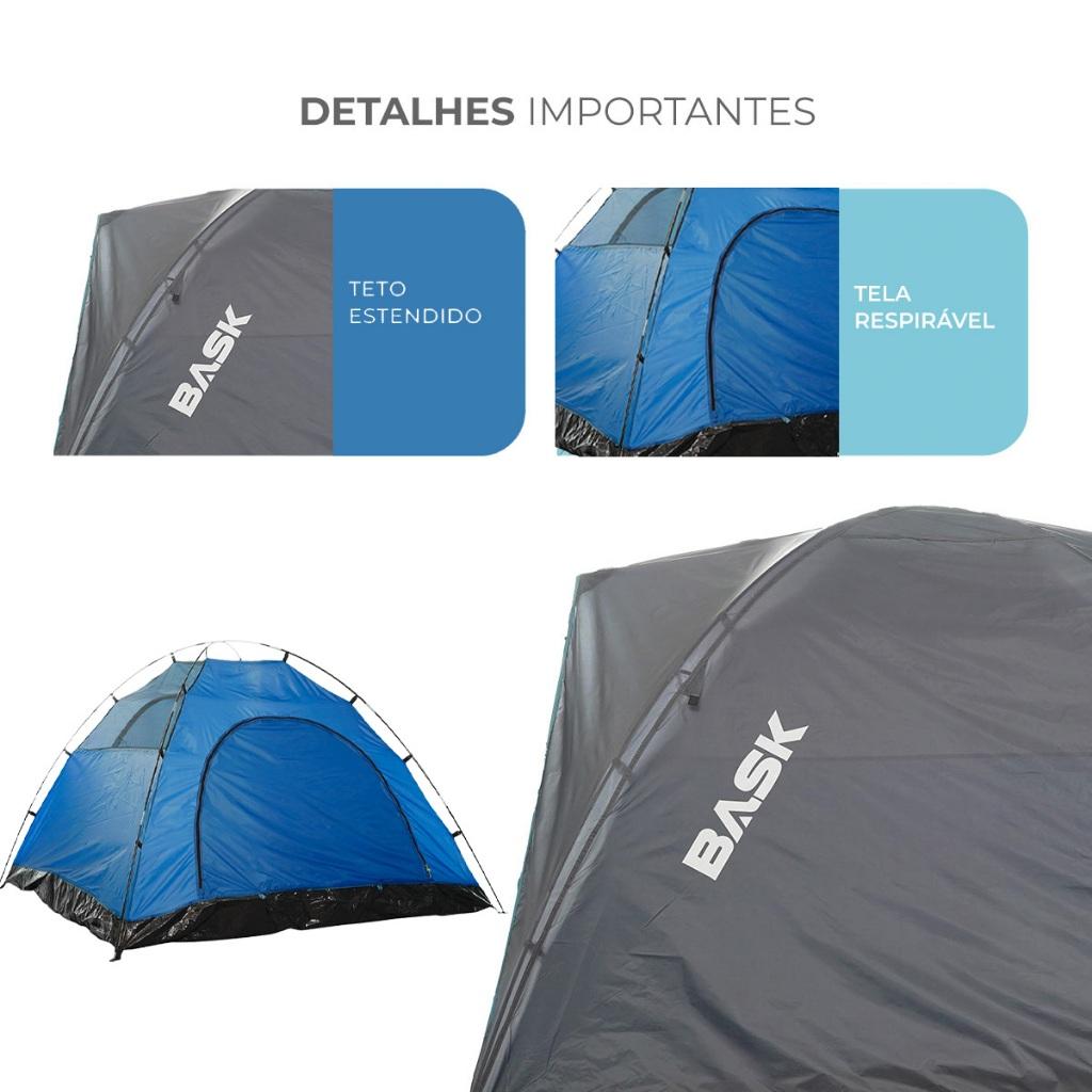 Barraca Camping 4 Pessoas À Prova D Água Pu1500mm Tela Mosqueteira Camada Dupla Bask