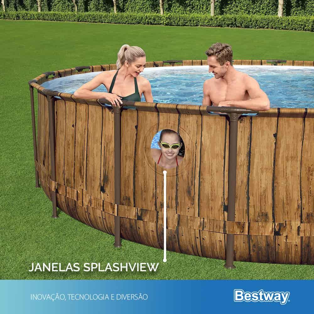 Piscina Estrutural 19480 Litros Rattan Swim Vista + Bomba Filtrante + Escada + Capa Bestway