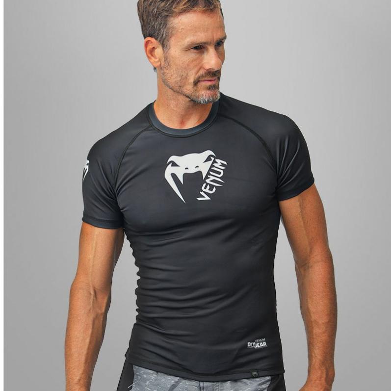 Rashguard Venum Jiu Jitsu Camisa De Compressão Basic Black Manga Curta Proteção Uv