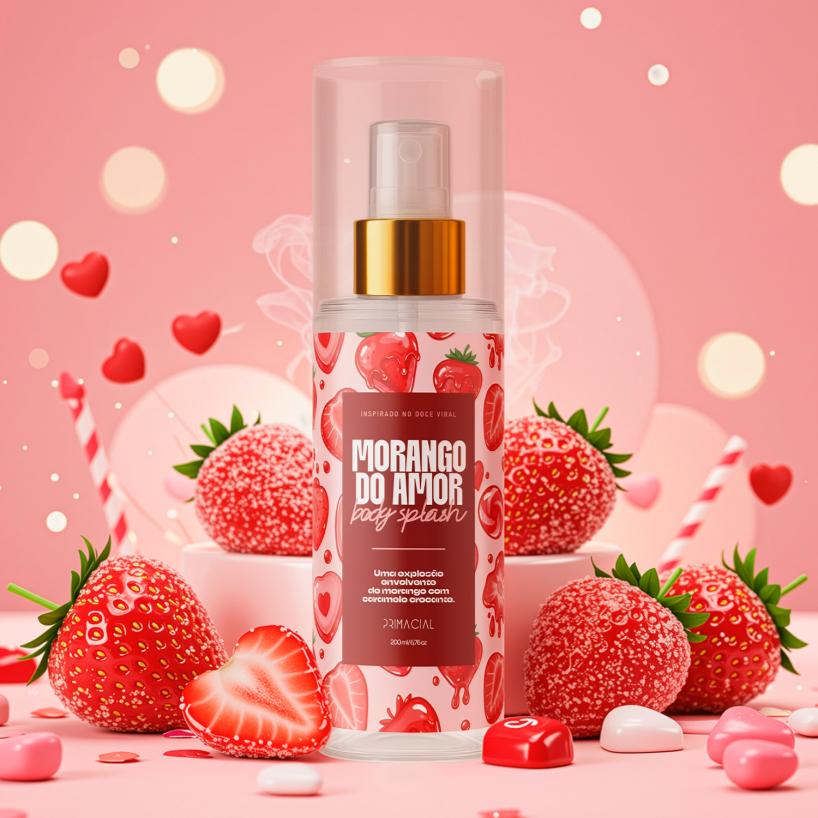Body Splash Feminino Morango Do Amor 200ml - Primacial Perfume Doce