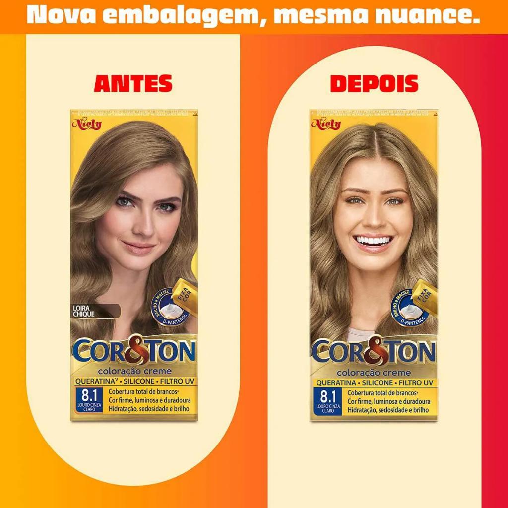 Tintura Cor Ton Niely 8.1 Louro Cinza Claro