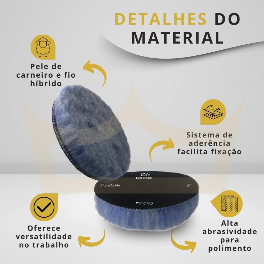 Boina Hibrida Super Corte Refino 5 Polegadas C Velcro Azul Politriz Roto Orbital Carro Moto
