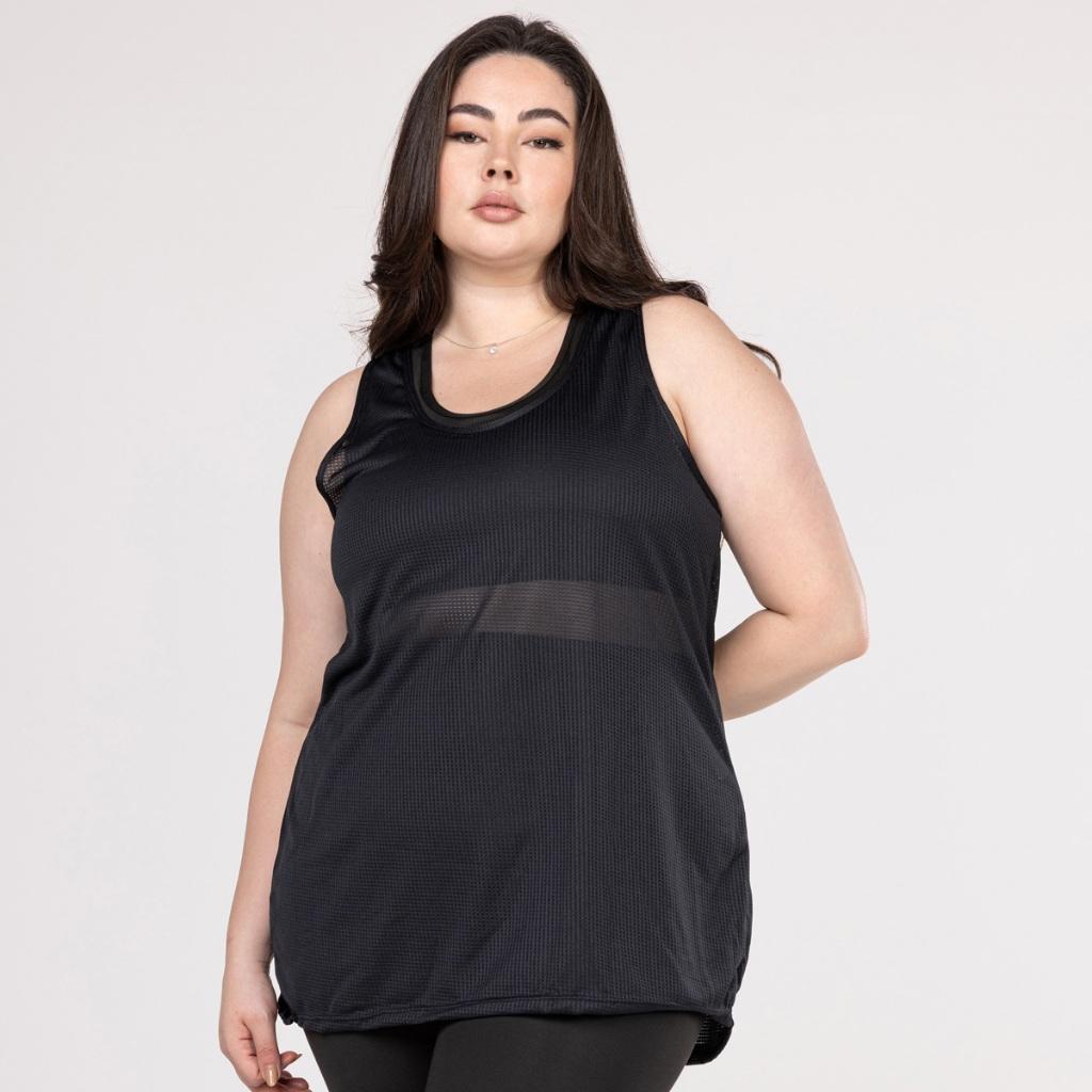 Regata PLUS Size Fitness Feminina Dry Respirável Conforto Para Musculação E Caminhada