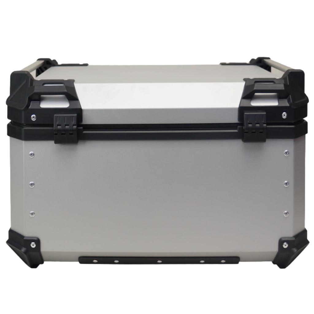 Bau De Moto Traseiro 65 Litros Universal Aluminio Anti-roubo Prata Cabem 2 Capacetes