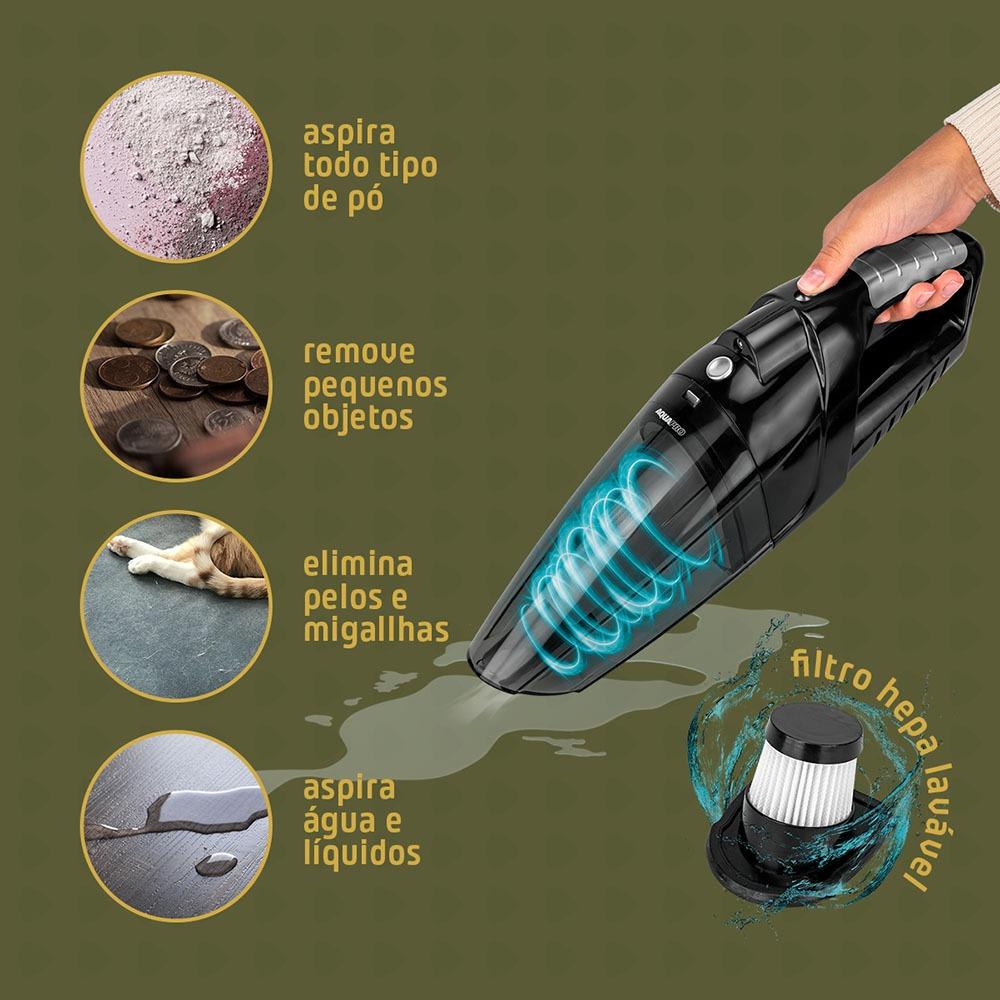 Aspirador De Pó E Água Sem Fio Portátil Veicular Artiko Aquapro 100W Turbo 12V