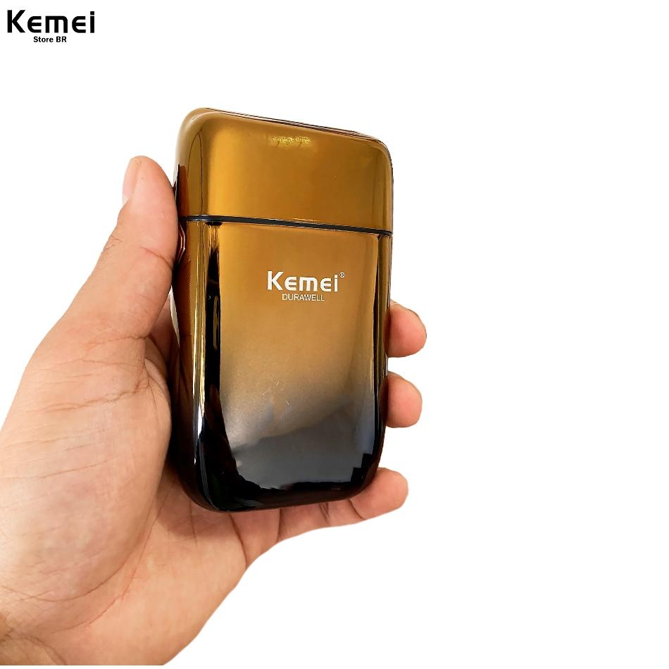Barbeador Kemei Km-tx10 3x Velocidades 5W De Potência Bivolt Portátil Dourado Queimado Top