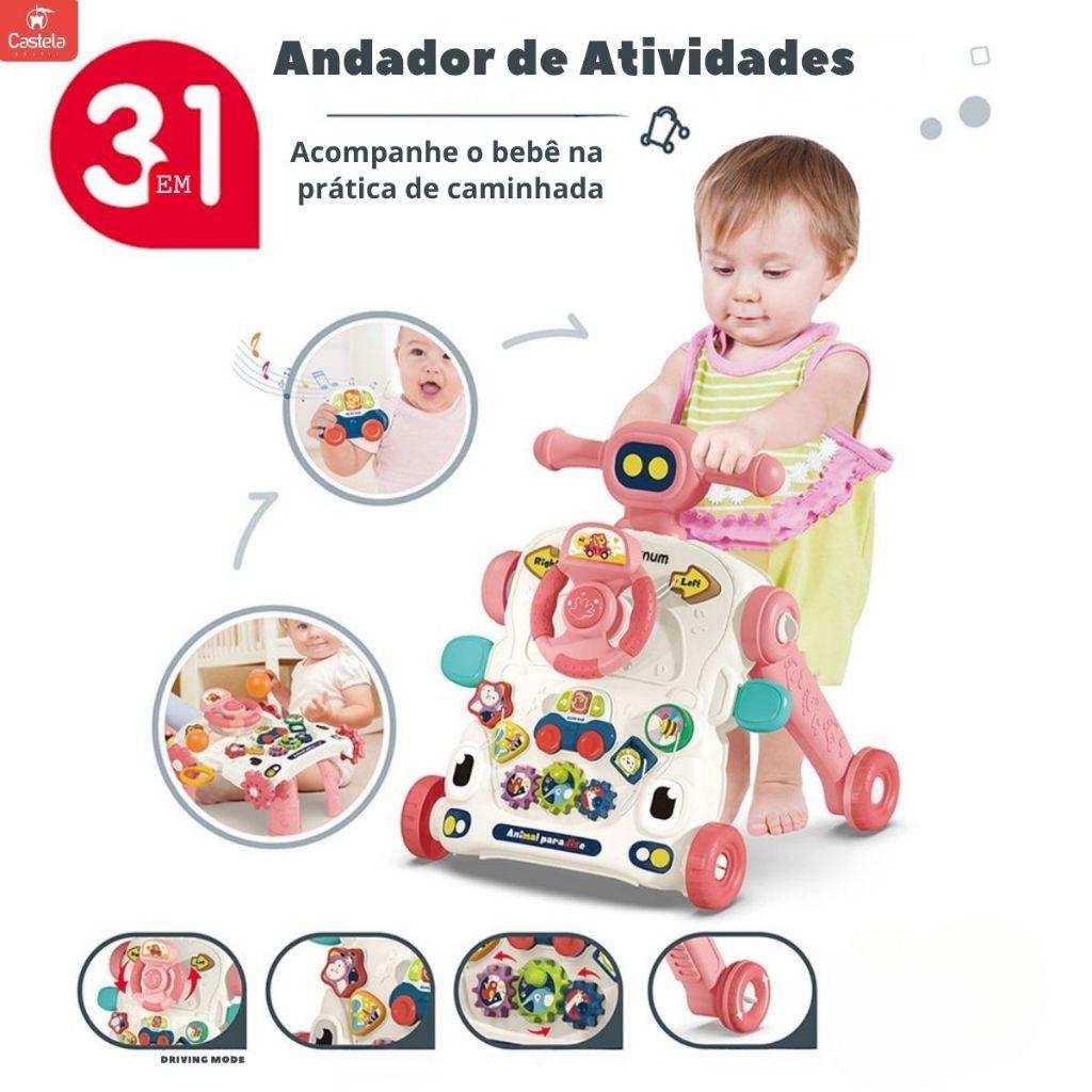 Andador Triciclo Infantil 5 Em 1 Com Luz Som E Atividades Castela