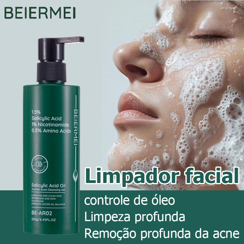 Beiermei Limpador Facial Ácido Salicílico Poros Finos Remoção De Óleo E Acne De Controle Gel De Limpeza Facial