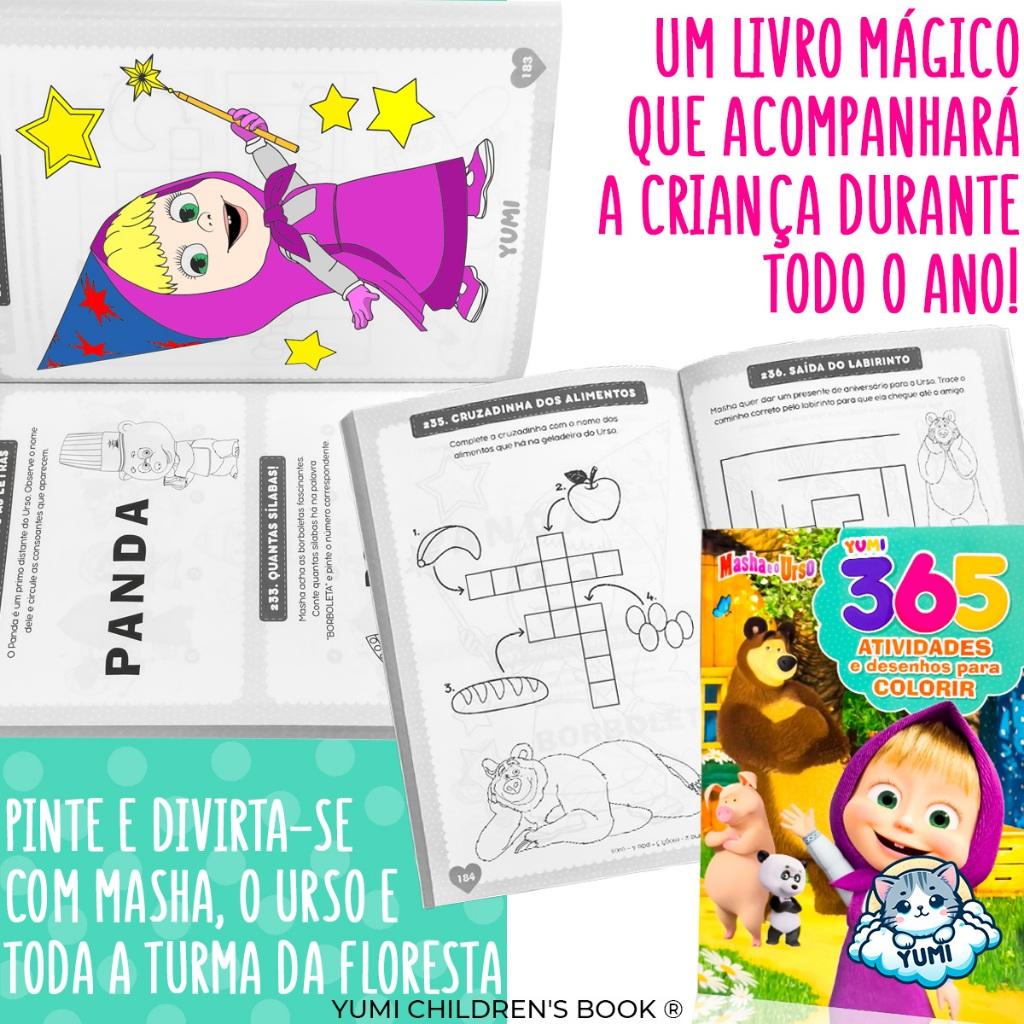 Livro Educativo Infantil Masha E O Urso 365 Atividades Para Crianças Colorir E Brincar