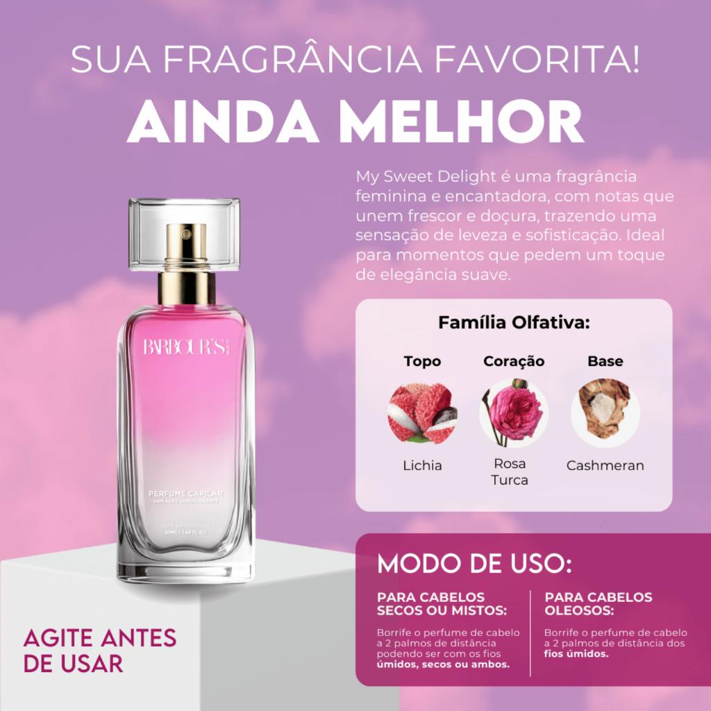 Perfume Para Cabelo My Sweet Delight Barbour S Beauty 50ml Finalizador Protetor Térmico