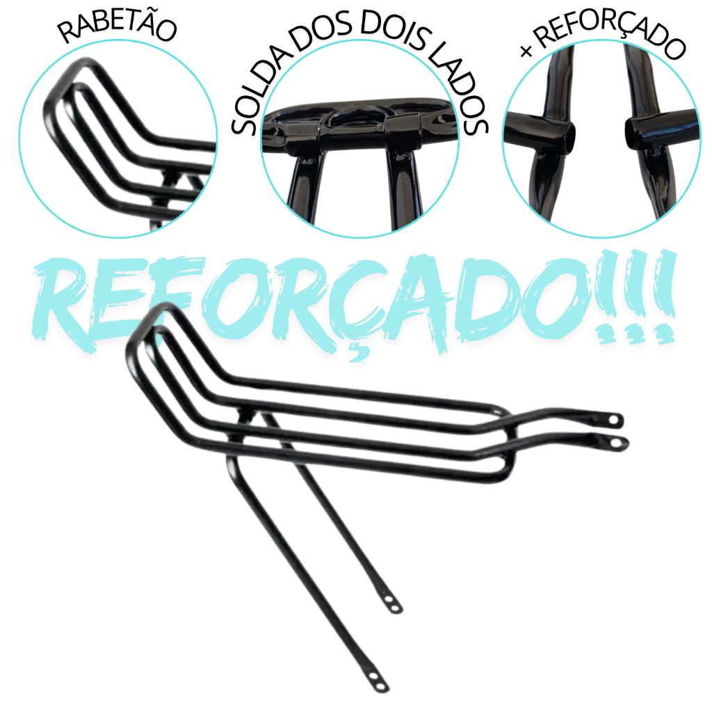 Bagageiro Tubão Rabetão Aço Reforçado Preto Aro 20 24 26 Articulado