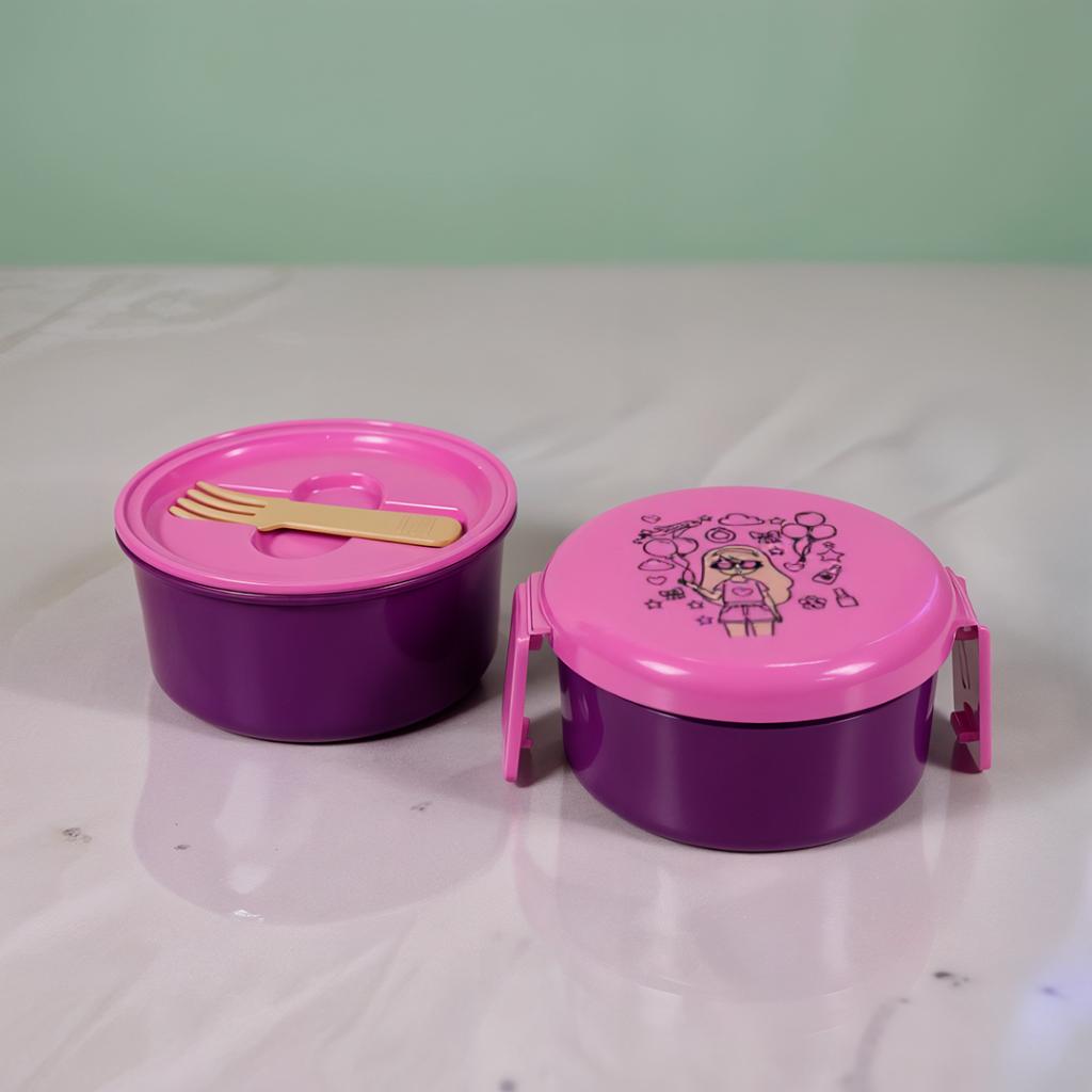 Lancheira Marmita 2 Em 1 Infantil Menina Stellar Livre De Bpa - 340/280ml + Garfinho - Queen Shop
