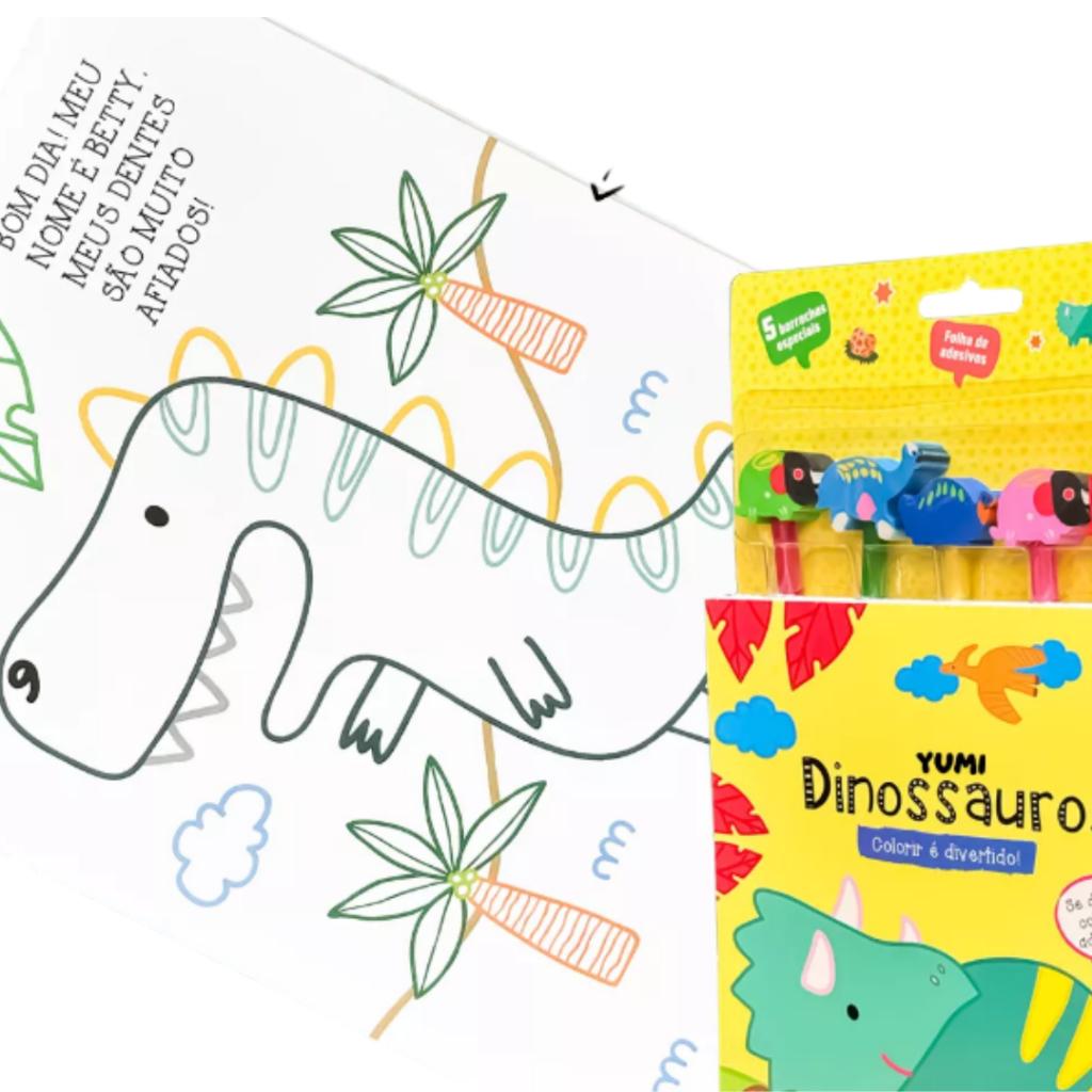 Colorir É Divertido - Se Divirta Com 50 Adesivos + Lápis + Borracha Dinossauros