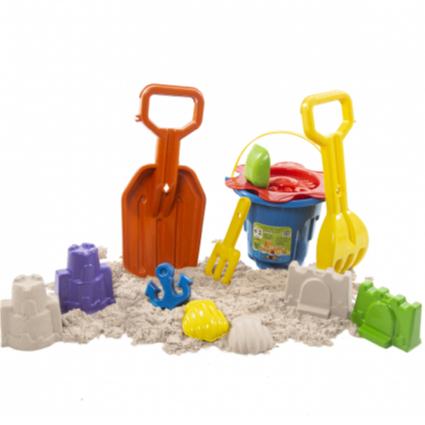 Balde E Kit Com 10 Peças De Praia Brinquedo Para Brincar No Parque E Litoral