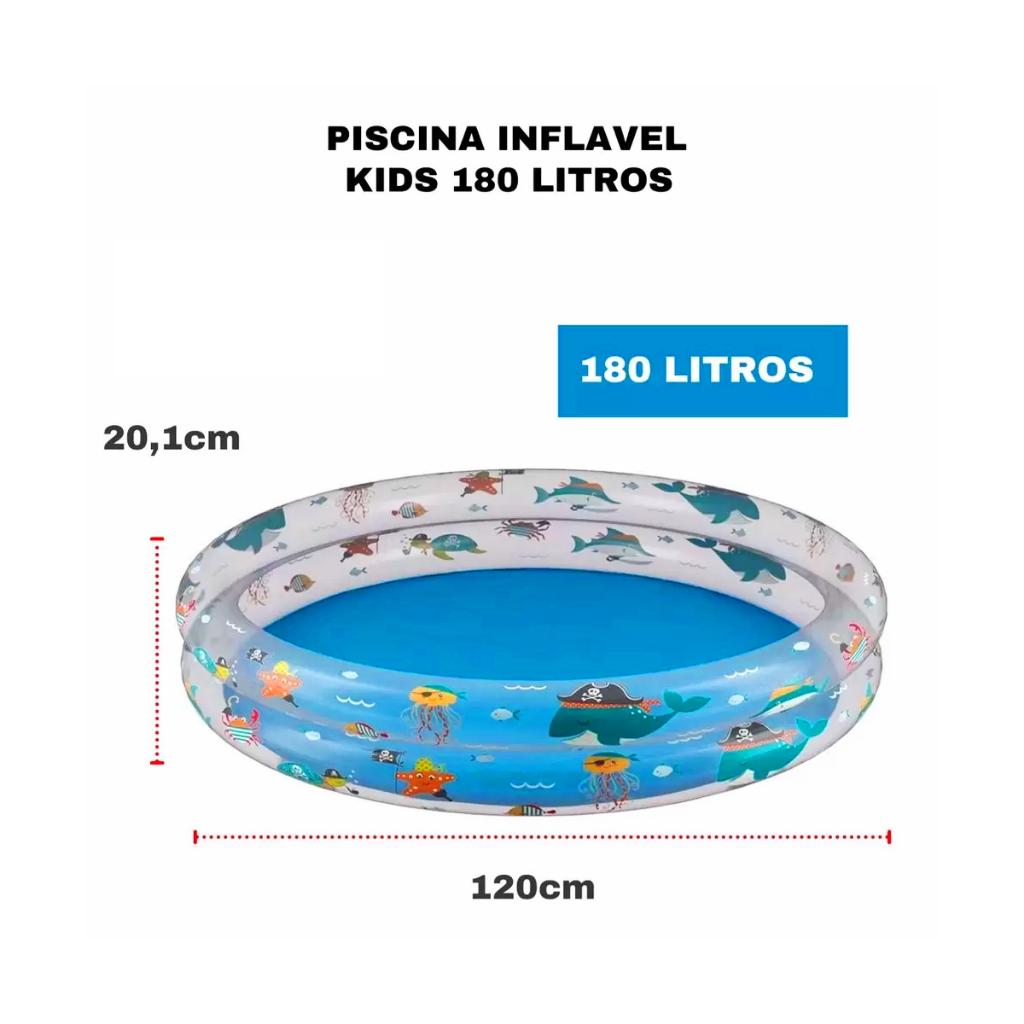 Piscina Banheira Inflável Infantil Redonda 180 Litros - Mor