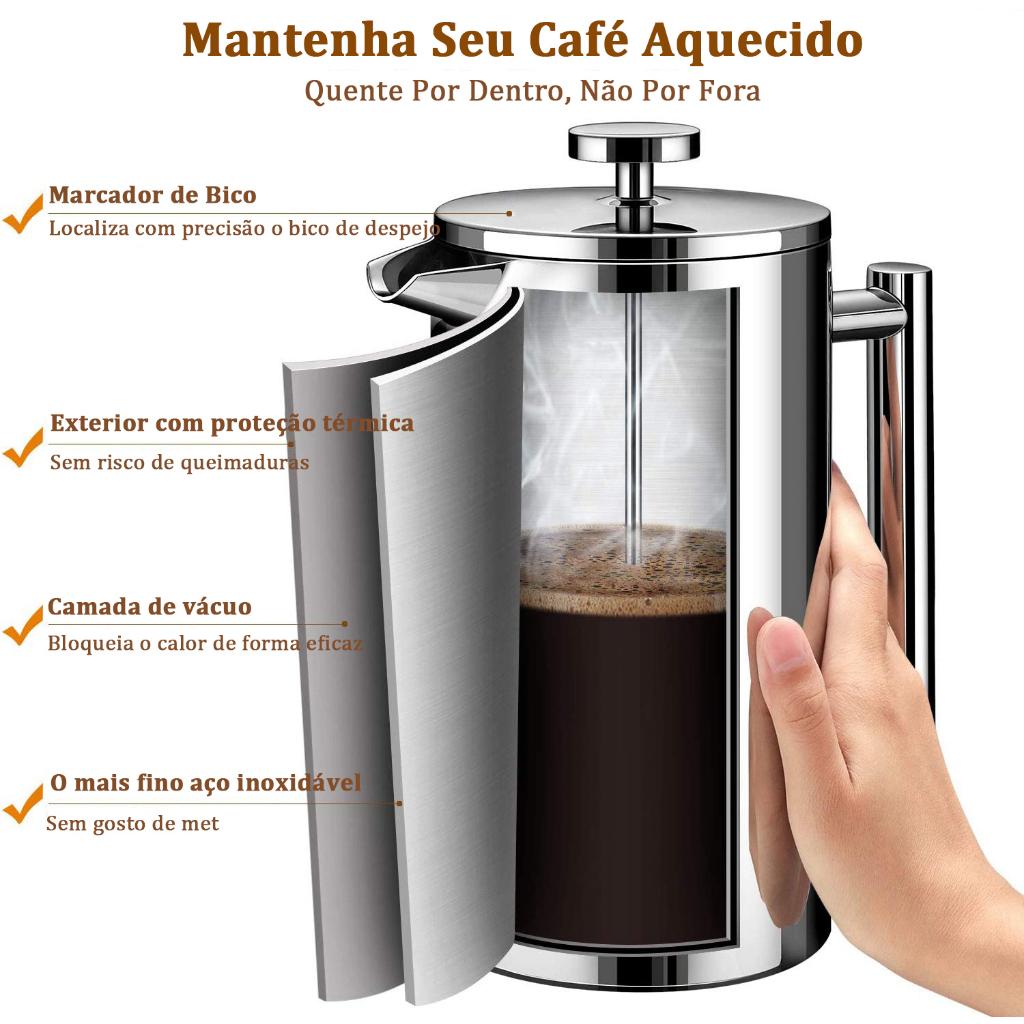Modus Cafeteira Prensa Francesa Cremeira 700ml Café Chá De Aço Inoxidável Com Filtração De 4 Níveis