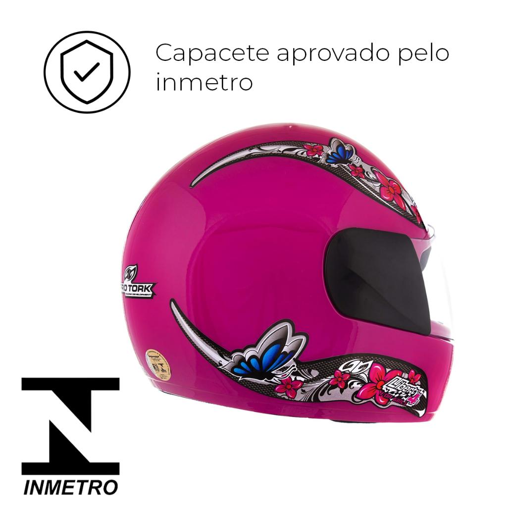 Capacete Moto Feminino Liberty Four For Girls Rosa Viseira Cristal Inmetro Tamanho 58 - PRO Tork