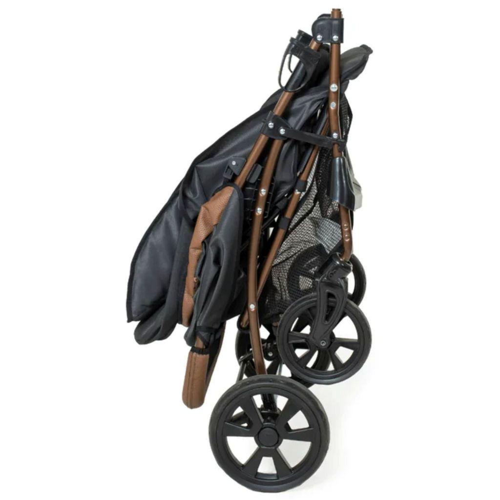 Carrinho Romano Preto Cobre Com Bebe Conforto Grid Galzerano