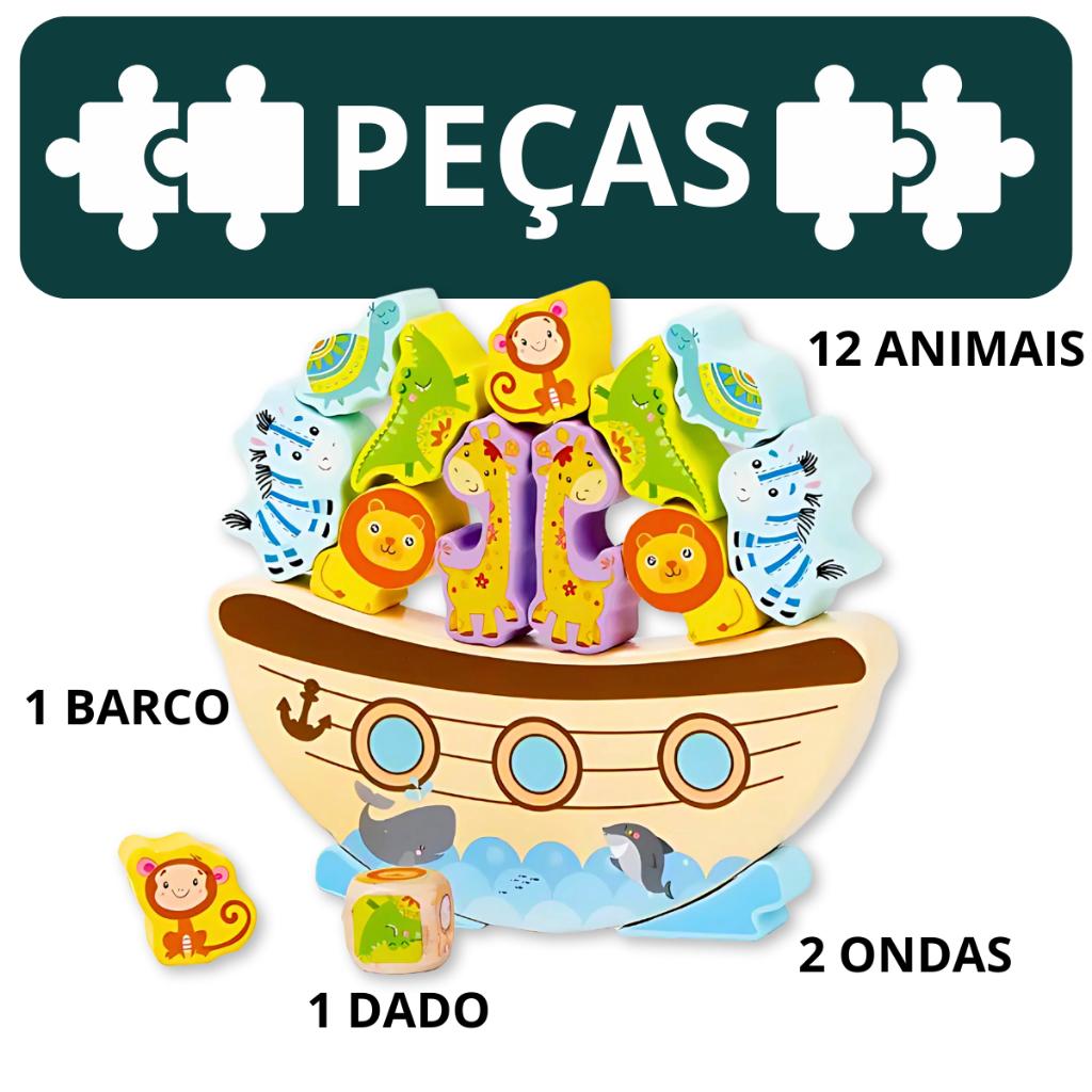 Brinquedo Jogo Infantil Balança Barco Educativo Empilha Equilibra Peça Criança