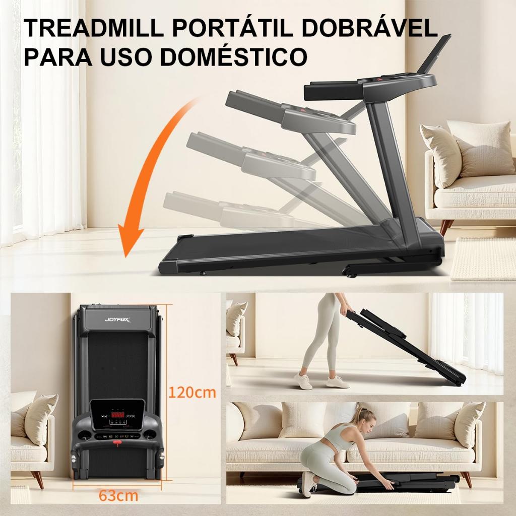 Esteira Ergométrica Elétrica Treadmills Joyfox Dobrável Trainer 14km/h 110kg 2.0hp 220V
