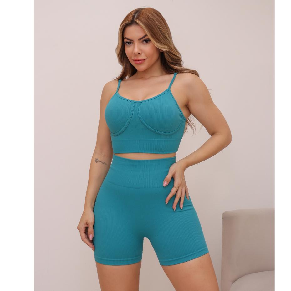 Conjunto Feminino Academia Poliamida Canelado Esportivo Elástico Bojo Fitness 3RD