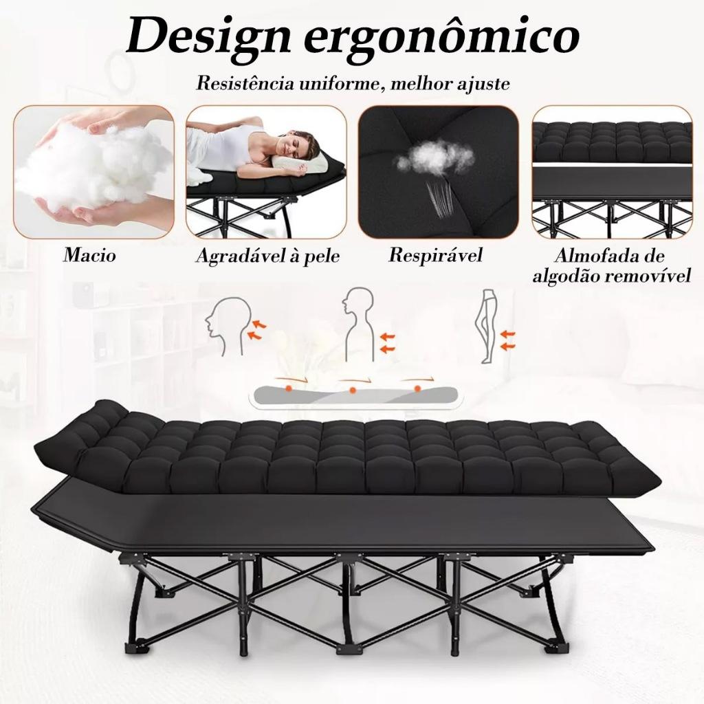 Cama Espreguiçadeira Dobrável Camping Com Colchão Removível Oxford Suporta Até 150kg Joyfox