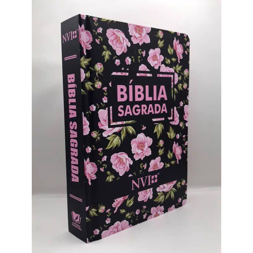 Bíblia Sagrada Tamanho Grande Nvi Capa Dura Flores Rosa