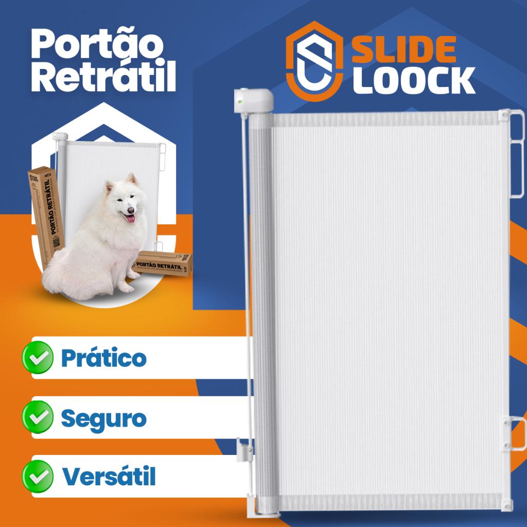 Portão Tela De Segurança Grade De Proteção Cercadinho Retrátil Até 140cm Preto E Branco