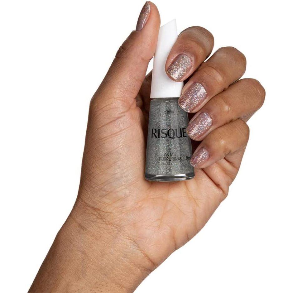 Esmalte Risqué Glitter Prata As Mil Purpurinas 8ml