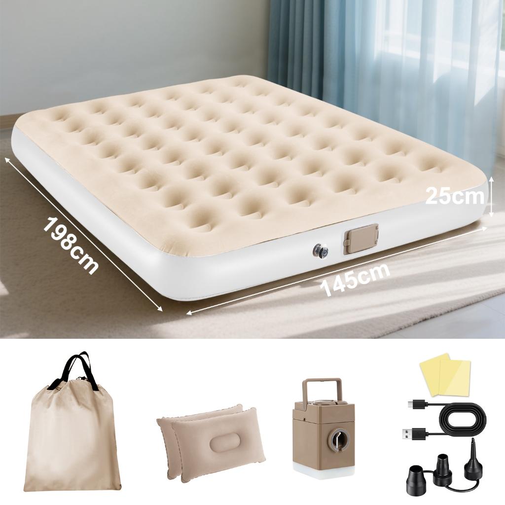 Colchão Inflável Casal Camping 198 145 25cm C/bomba Inflável+travesseiro 2