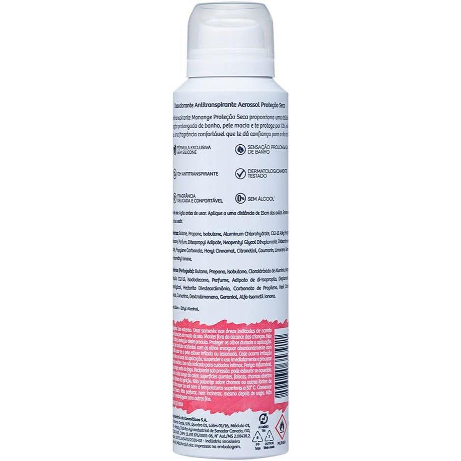 Desodorante Antitranspirante Monange Aerossol Proteção Seca Com 150ml