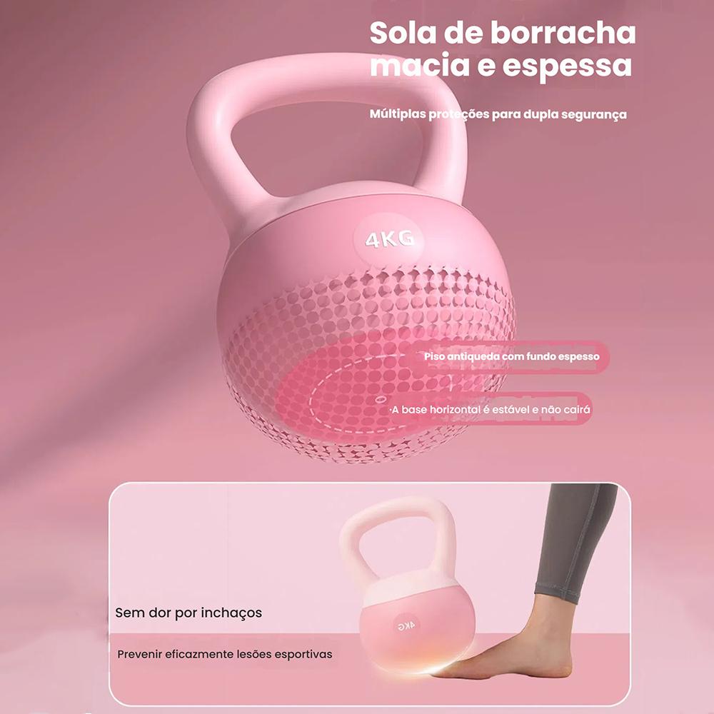 Kettlebell Emborracha 4kg A 8kg Treino Funcional Academia Musculação Peso Fitness Casa Exercício
