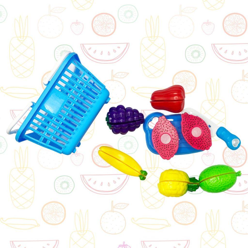 Cestas De Frutas Legumes Confeitaria 15 Peças Kit Comidinha Cortar Com Velcro Brinquedo Infantil