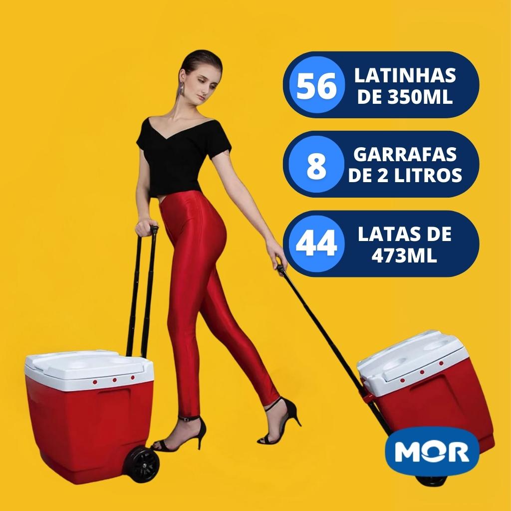 Caixa Térmica Com Rodinha Cooler 42 Litros Praia Piscina Lazer Preto - Mor
