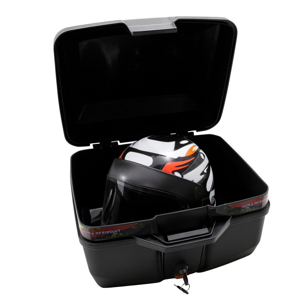 Bauleto Traseiro Moto 35L Allday35 Preto Chave Suporte Kit Fixação Universal