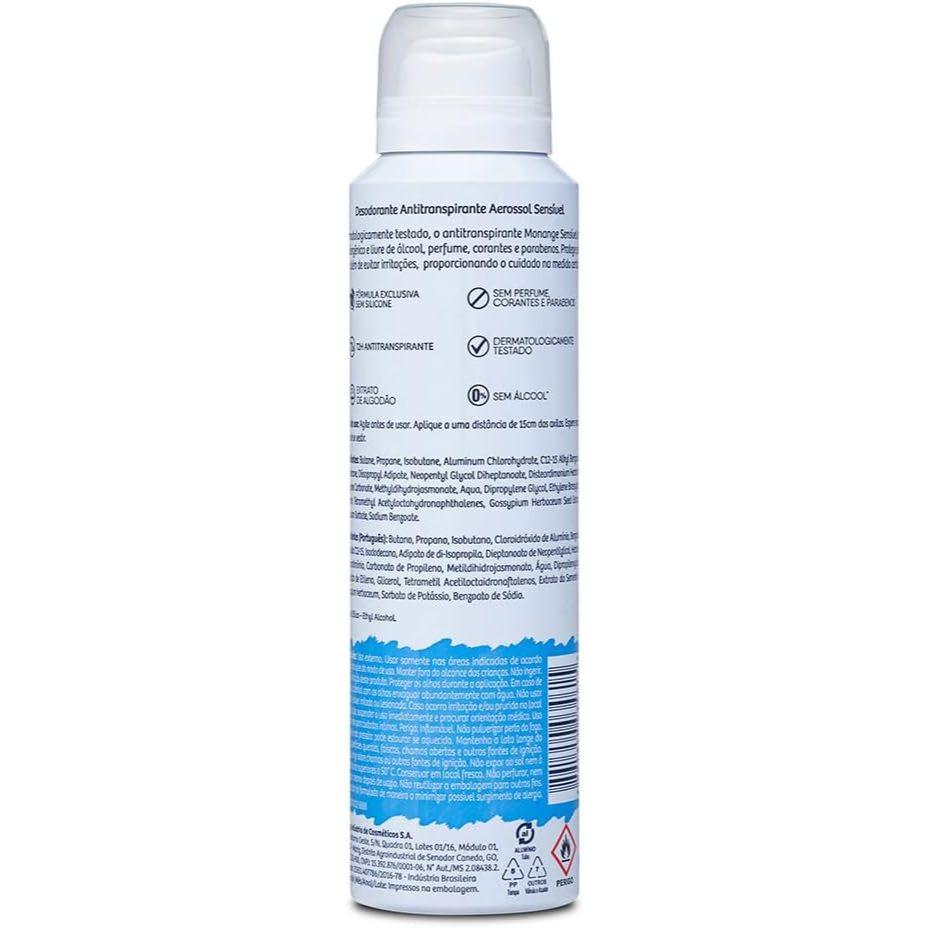 Desodorante Antitranspirante Monange Aerossol Sensível Com 150ml