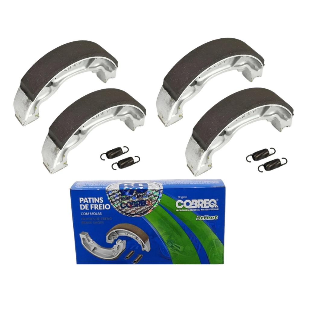 Kit Freio Lona Patim Moto Cg 125 150 Titan Fan 2000 A 2015 Dianteiro E Traseiro Completo Cobreq