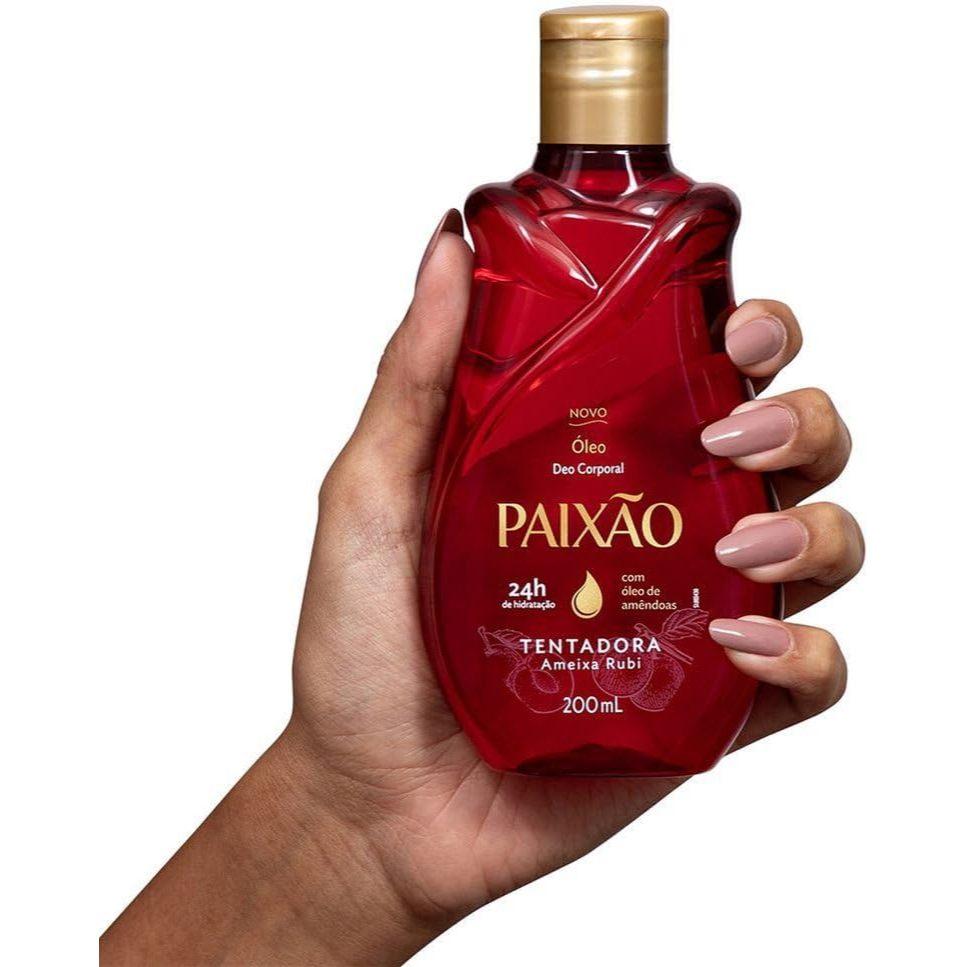 Óleo Desodorante Corporal Paixão Amêndoas Tentação Ameixa Rubi 200ml