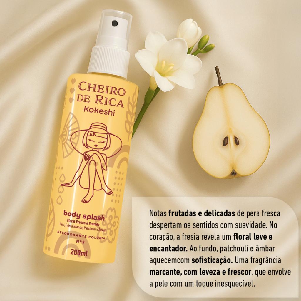 Kit 3 Body Splash Cheiro De Rica Kokeshi Floral 3x200ml