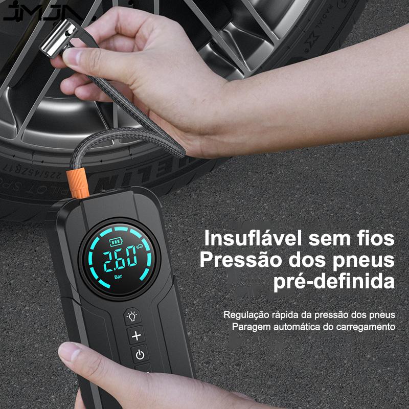 Jmjn Compressor De Ar Portátil 7 Em 1 Com Power Bank 8000mah Bomba Inflador 12V Calibrador Digital Para Carro Moto Bike