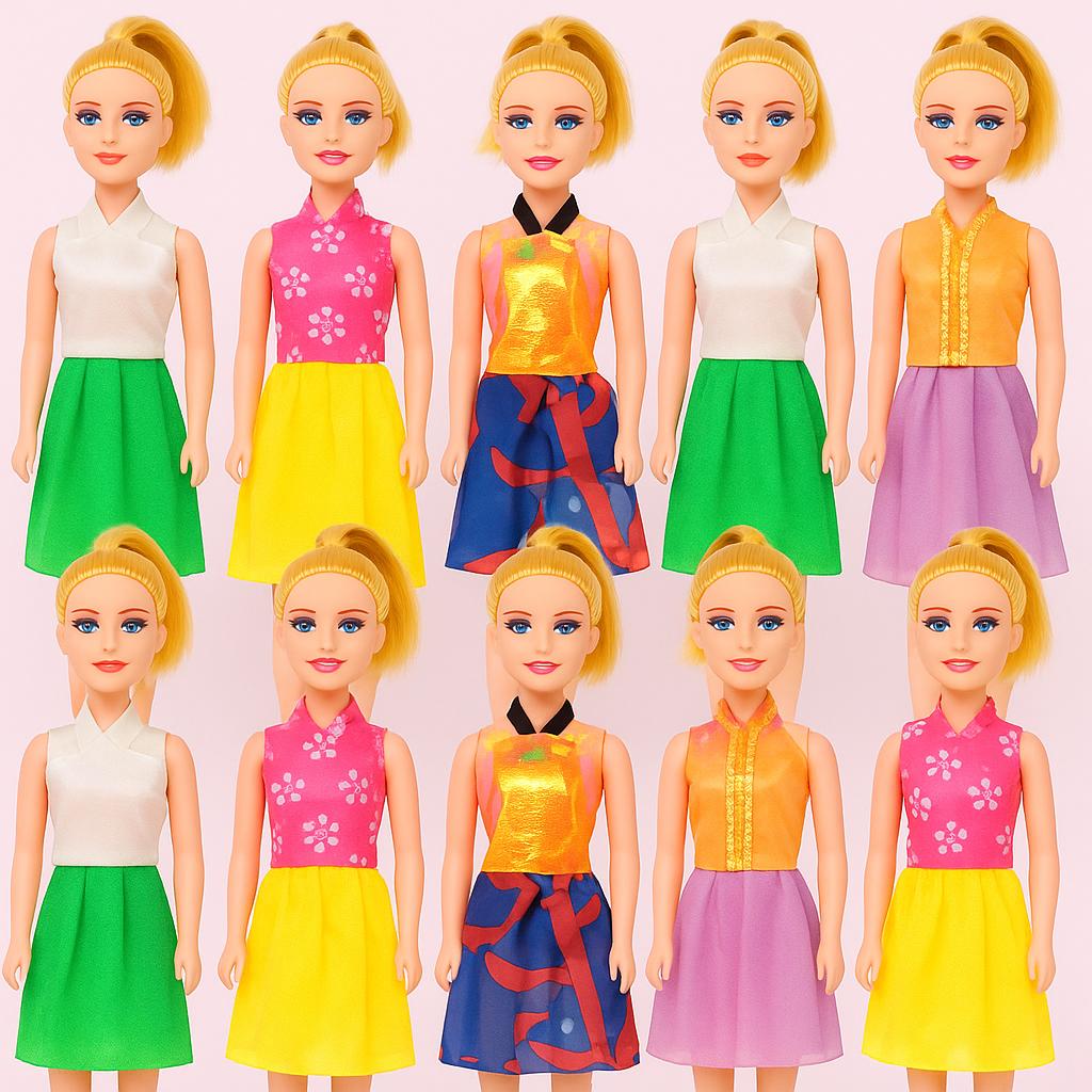 Kit Com 10 Bonecas Plastico Baratas Lembrancinha Boneca Brinquedo Simples Boneca Lizzie Roupas Polly