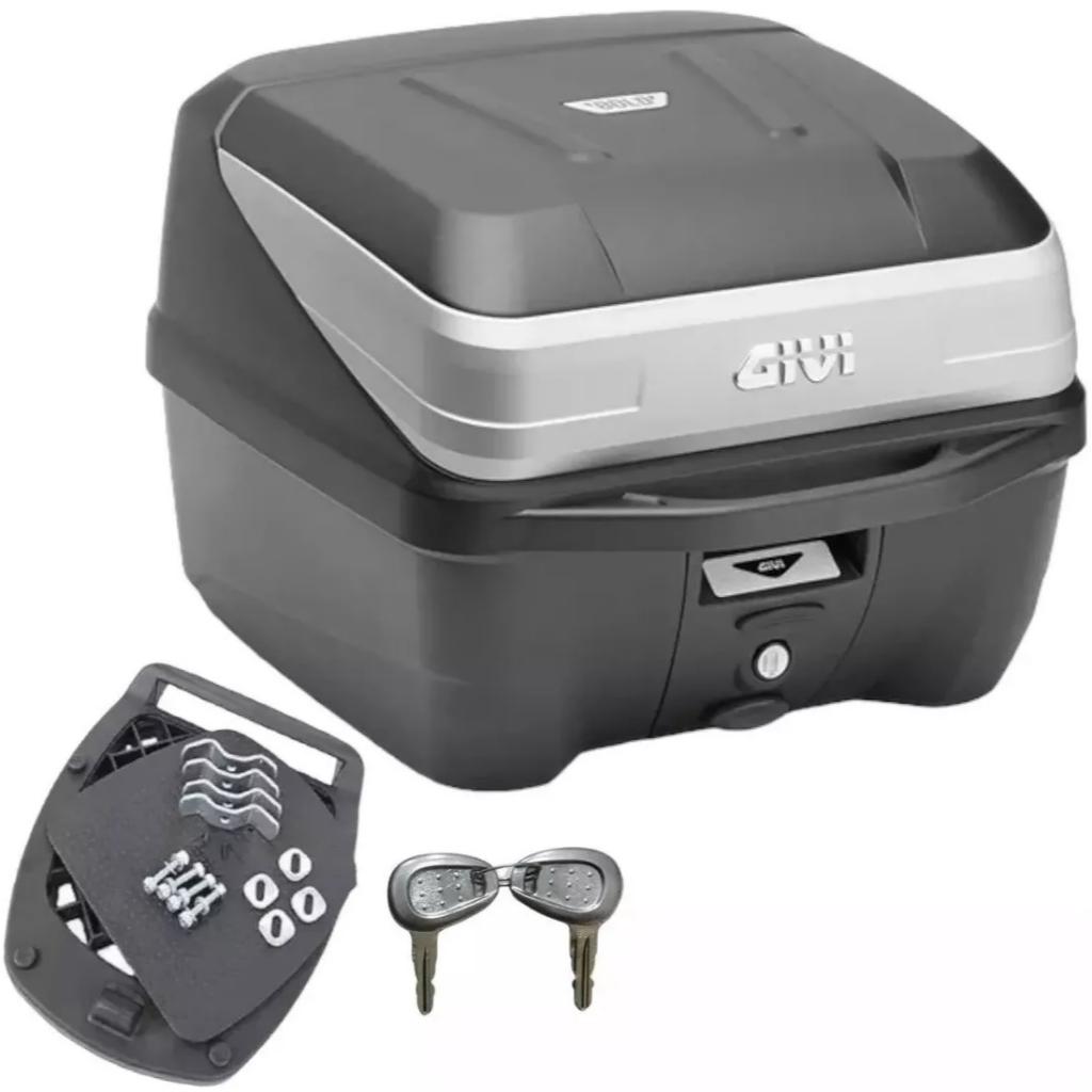 Baú Bauleto Traseiro Mala Maleta Moto Givi Monolock T33ntbr 33 Litros Traffic Iii Preto Com 2 Chaves Base Bros Tiger Fan