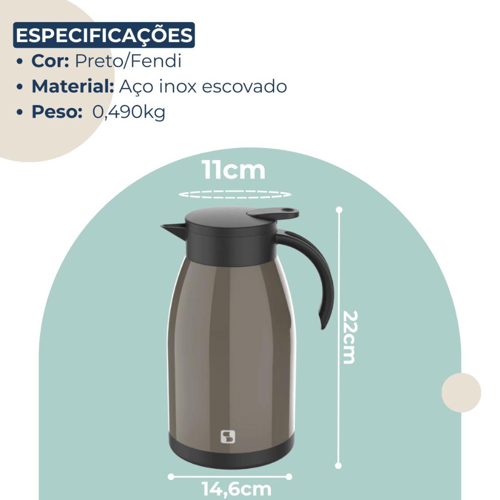 Garrafa Bule Térmica Para Café Chá 1 Litro Aço Inox Elegance Soprano