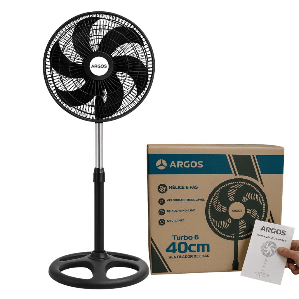 Ventilador De Coluna Pedestal De Pé 40cm 30cm Com 6 Pás Oscilante Ajuste De Altura Turbo Argos