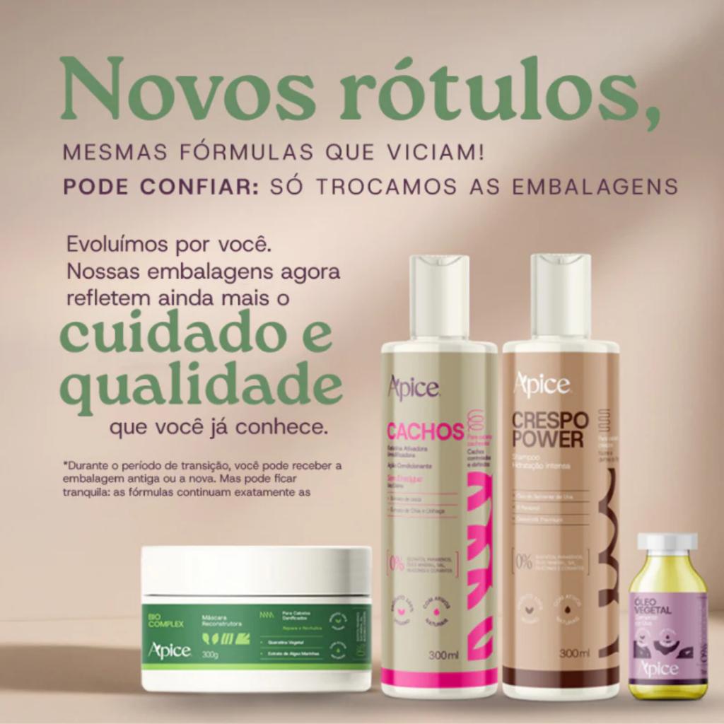 Mousse Hidratante Crespo Power Apice 210ml Proteção Térmica Cachos Definidos