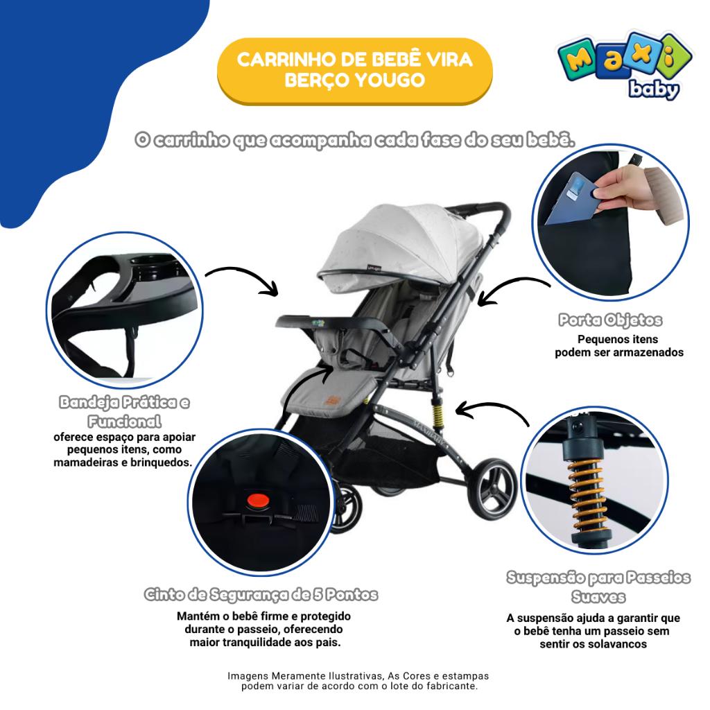 Carrinho De Bebê Passeio Com Alça Reversível Yougo Maxi Baby
