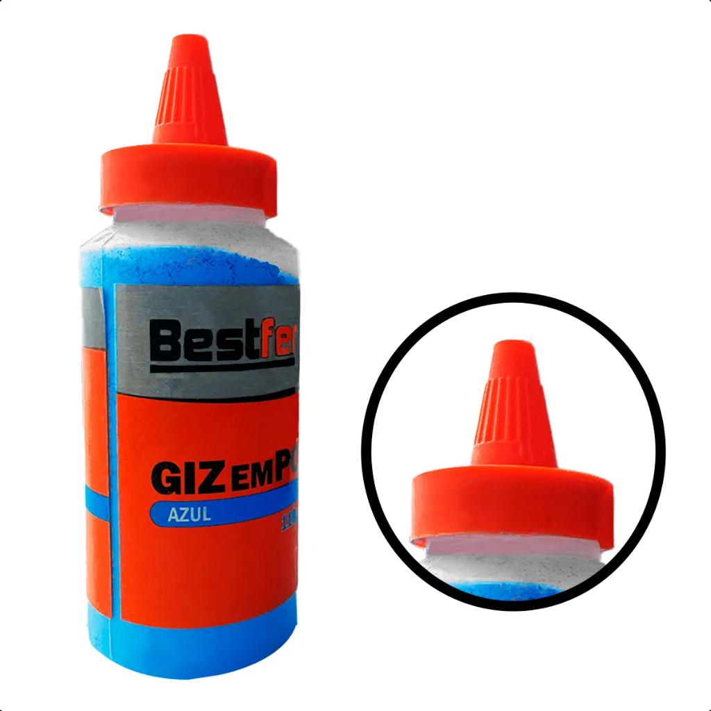 Kit Jogo Pedreiro Gesseiro Drywall Linha De Marcação + Giz Em Pó Uso Profissional Demarcação Bestfer