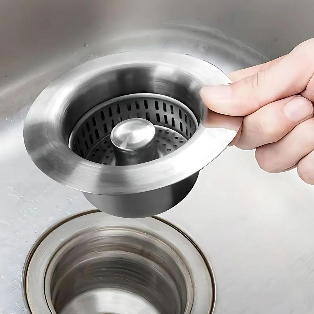 Ralo De Pia De Cozinha Em Aço Inox Válvula Coletora De Resíduos Filtrar Restos De Alimentos